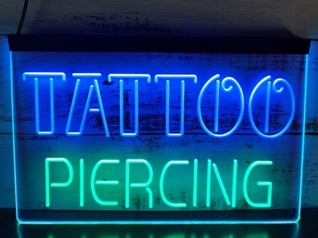 Tattoo and Piercing studio Two Tone Illuminated Sign