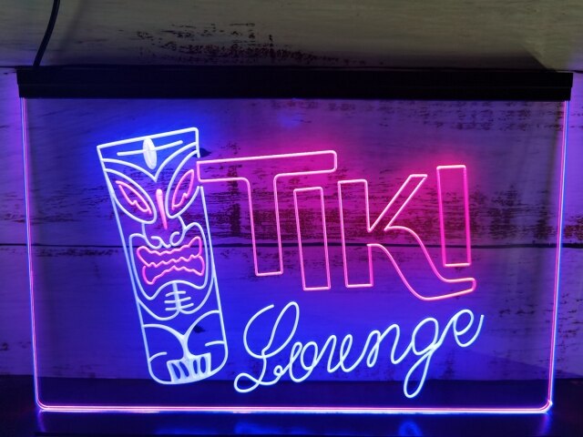Tiki Lounge Two Tone Illuminated Sign