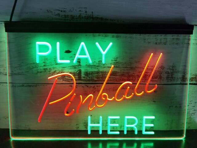 Play Pinball Here Two Tone Illuminated Sign