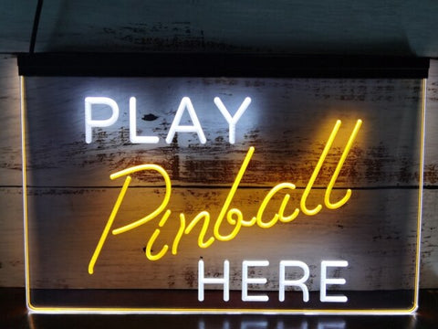 Image of Play Pinball Here Two Tone Illuminated Sign