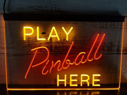 Image of Play Pinball Here Two Tone Illuminated Sign