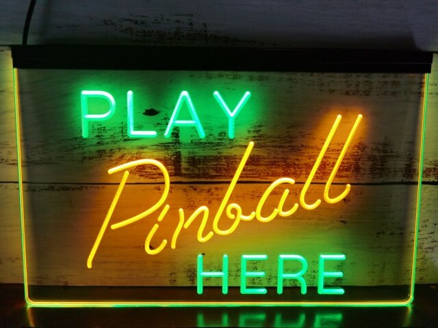 Play Pinball Here Two Tone Illuminated Sign