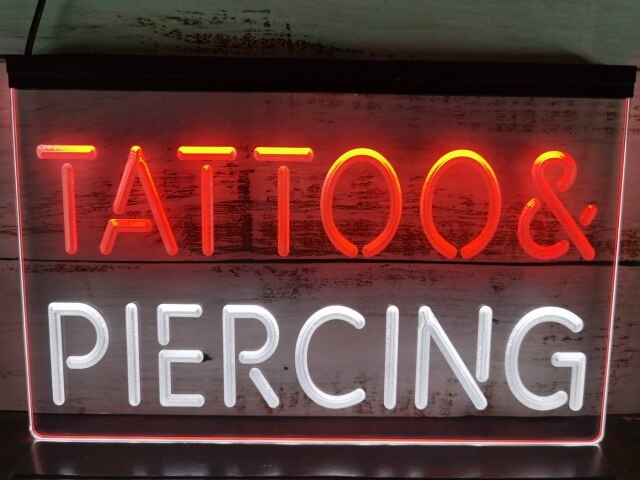 Tattoo & Piercing Two Tone Illuminated Sign