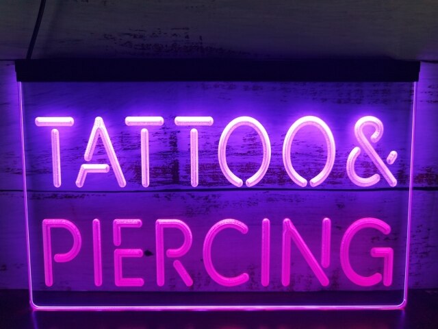 Tattoo & Piercing Two Tone Illuminated Sign