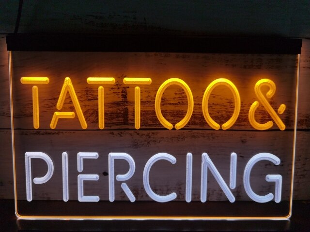Tattoo & Piercing Two Tone Illuminated Sign