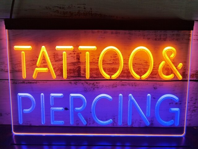 Tattoo & Piercing Two Tone Illuminated Sign