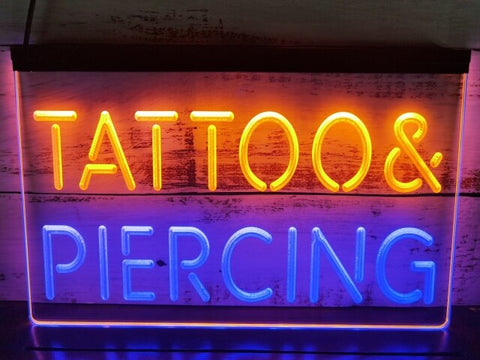 Image of Tattoo & Piercing Two Tone Illuminated Sign