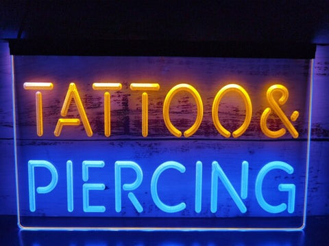 Image of Tattoo & Piercing Two Tone Illuminated Sign