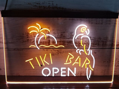 Tiki Bar Open Two Tone Illuminated Sign