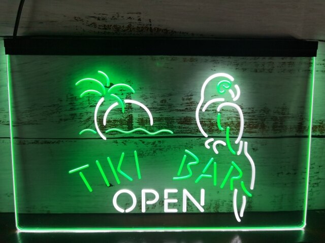Tiki Bar Open Two Tone Illuminated Sign