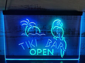 Tiki Bar Open Two Tone Illuminated Sign