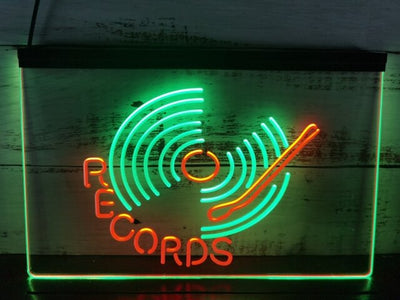 Vinyl Records Two Tone Illuminated Sign