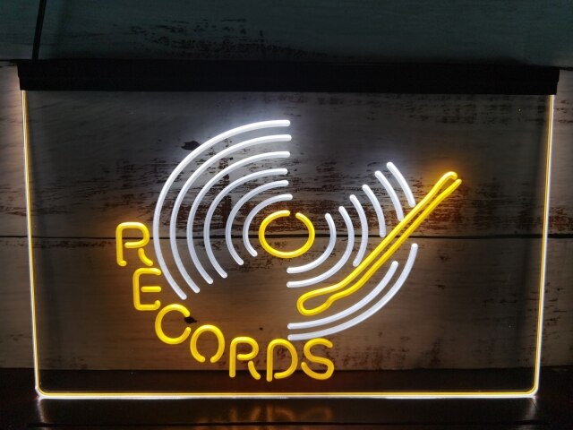 Vinyl Records Two Tone Illuminated Sign