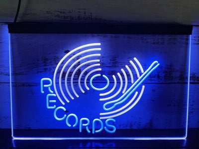 Vinyl Records Two Tone Illuminated Sign