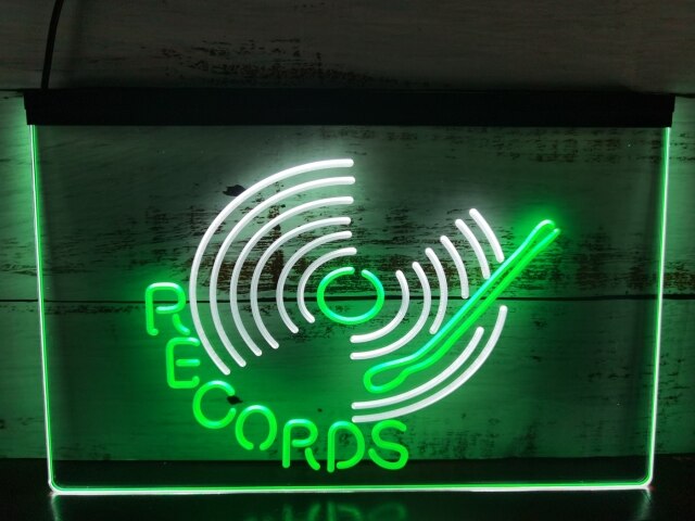 Vinyl Records Two Tone Illuminated Sign