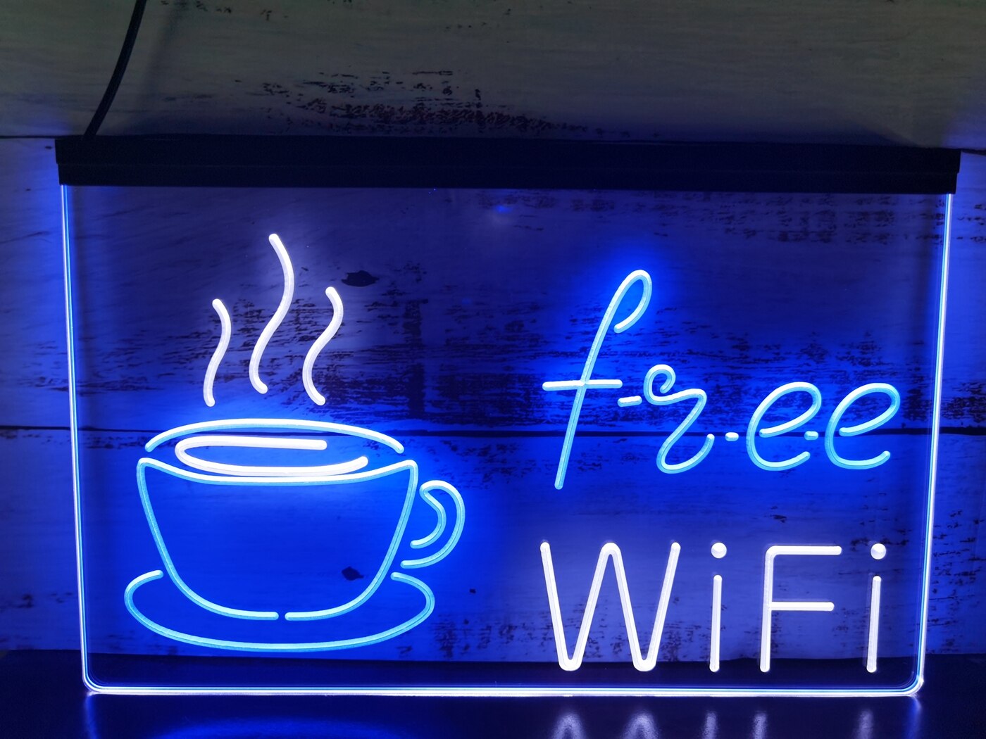 Coffee Shop Free Wi-Fi Two Tone Illuminated Sign