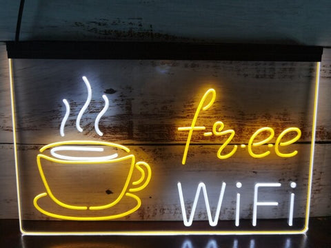 Coffee Shop Free Wi-Fi Two Tone Illuminated Sign