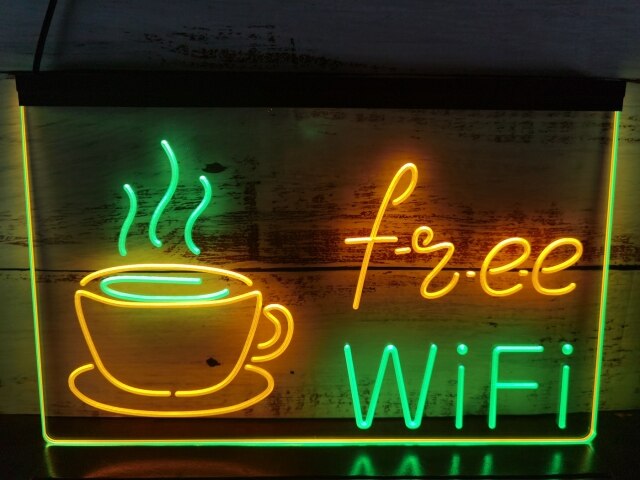 Coffee Shop Free Wi-Fi Two Tone Illuminated Sign