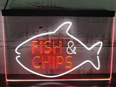 Fish & Chips Two Tone Illuminated Sign