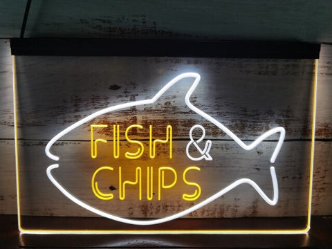 Image of Fish & Chips Two Tone Illuminated Sign