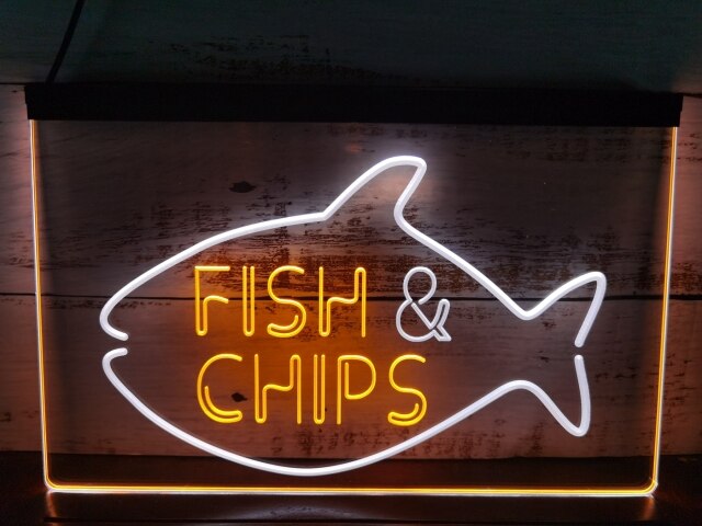 Fish & Chips Two Tone Illuminated Sign