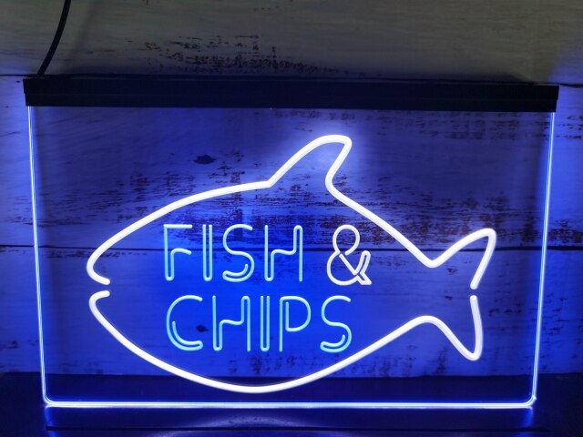 Fish & Chips Two Tone Illuminated Sign
