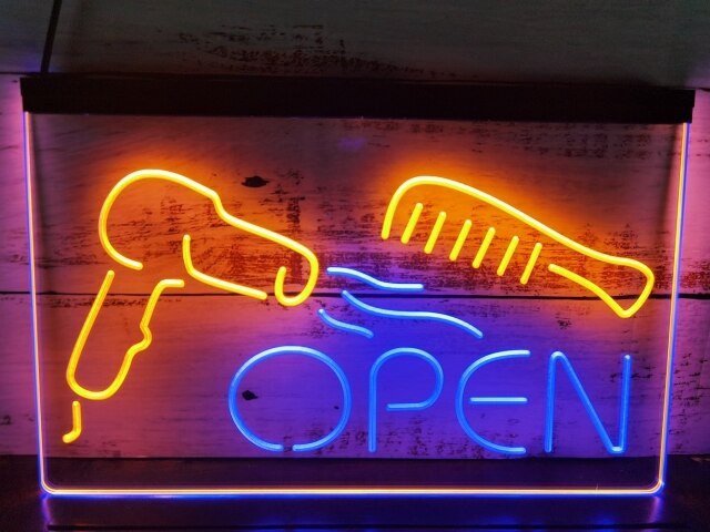 Hairdressers Open Two Tone Illuminated Sign