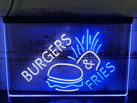 Image of Burgers & Fries Two Tone Illuminated Sign