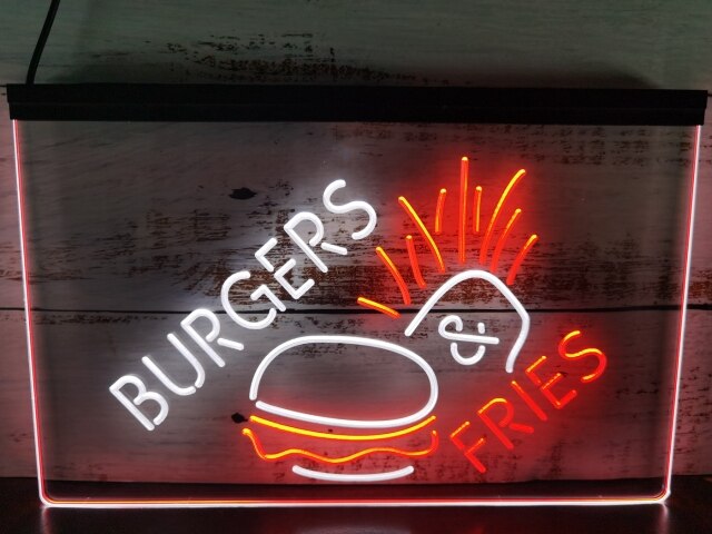 Burgers & Fries Two Tone Illuminated Sign