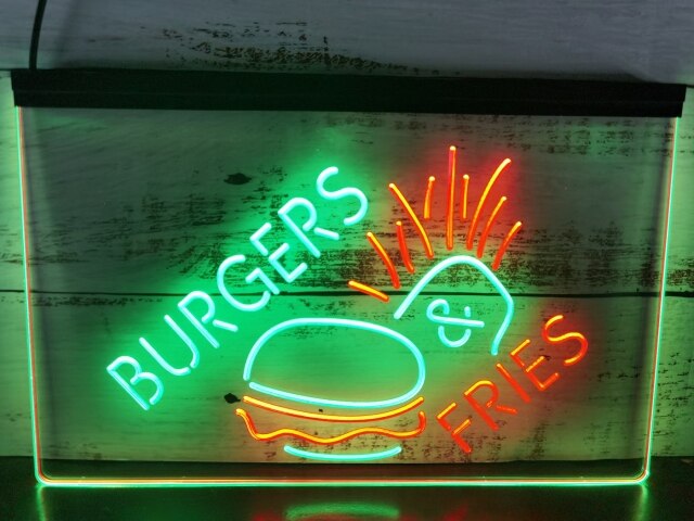 Burgers & Fries Two Tone Illuminated Sign