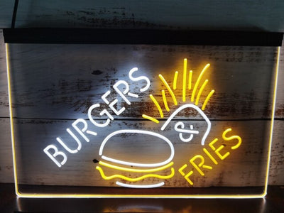 Burgers & Fries Two Tone Illuminated Sign