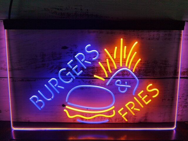 Burgers & Fries Two Tone Illuminated Sign