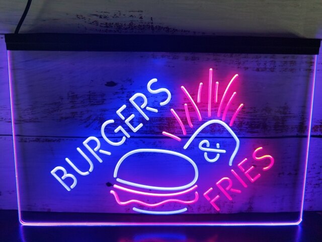 Burgers & Fries Two Tone Illuminated Sign
