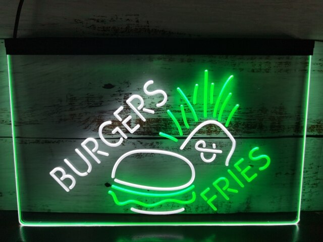 Burgers & Fries Two Tone Illuminated Sign