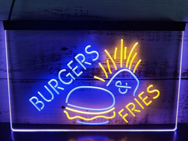 Burgers & Fries Two Tone Illuminated Sign