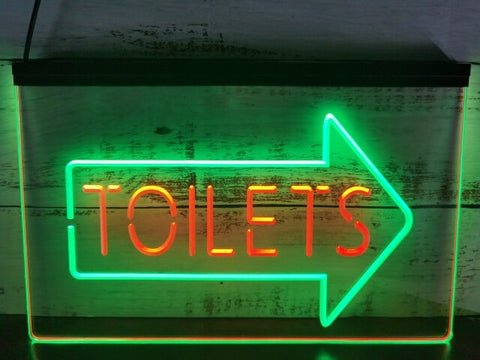 Toilets This Way Arrow Two Tone Illuminated Sign