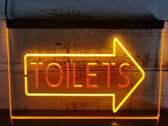 Toilets This Way Arrow Two Tone Illuminated Sign