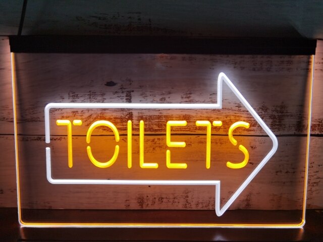 Toilets This Way Arrow Two Tone Illuminated Sign