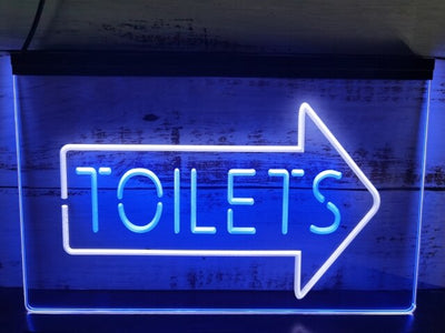 Toilets This Way Arrow Two Tone Illuminated Sign