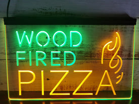 Wood Fired Pizza Two Tone Illuminated Sign