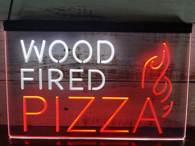 Wood Fired Pizza Two Tone Illuminated Sign