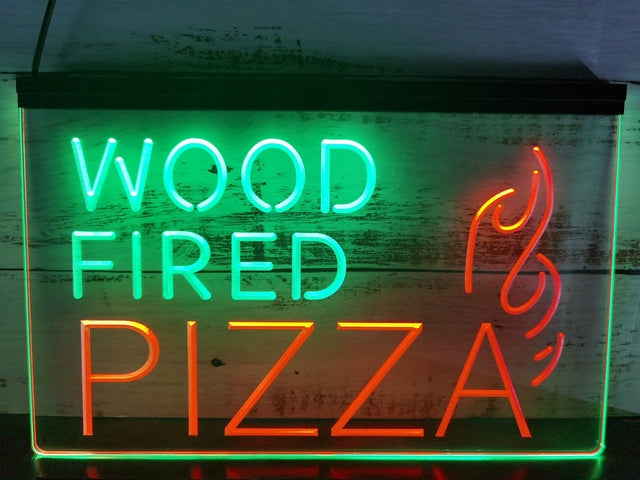 Wood Fired Pizza Two Tone Illuminated Sign