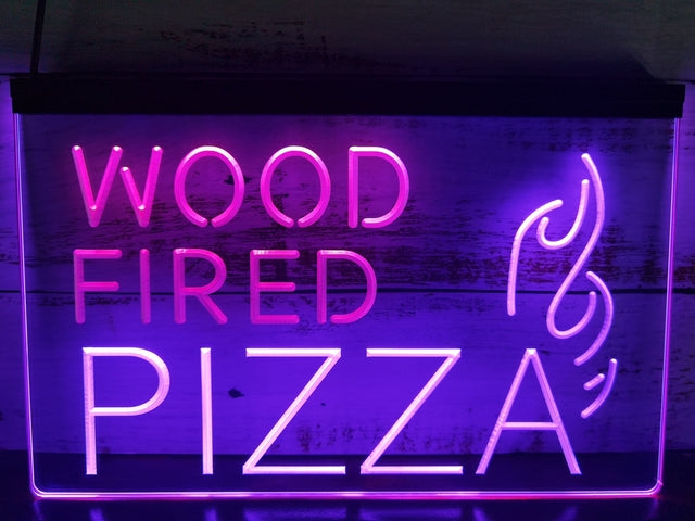 Wood Fired Pizza Two Tone Illuminated Sign