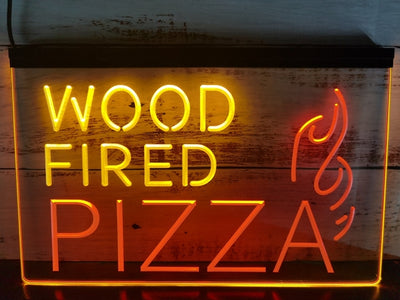 Wood Fired Pizza Two Tone Illuminated Sign