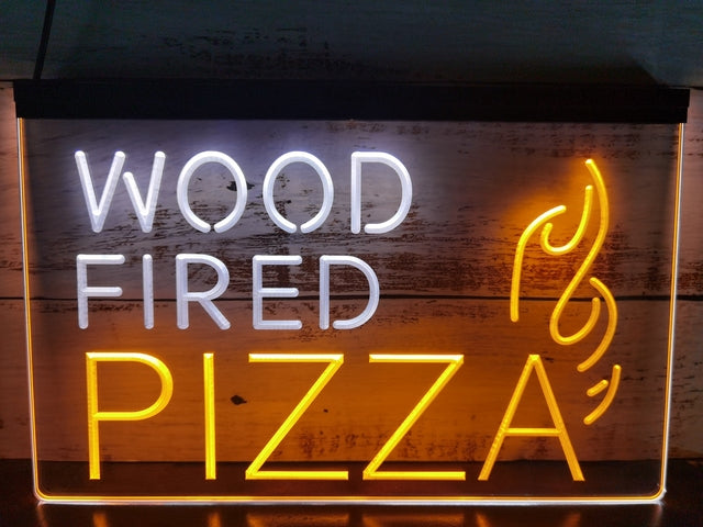Wood Fired Pizza Two Tone Illuminated Sign