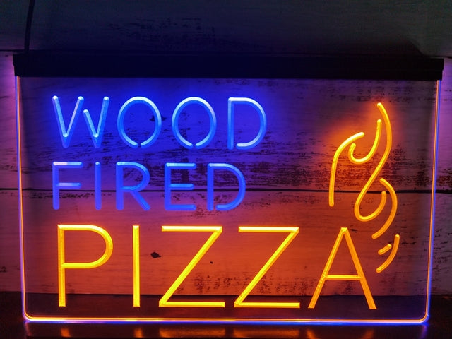 Wood Fired Pizza Two Tone Illuminated Sign