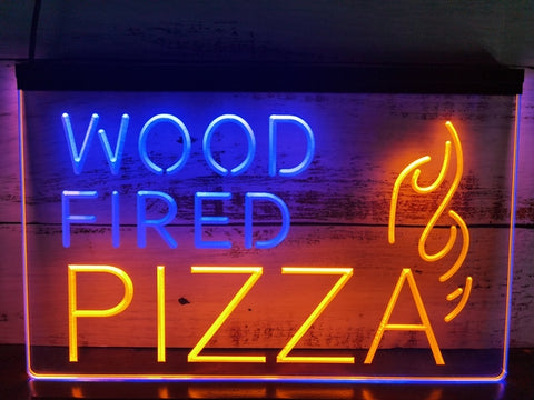 Image of Wood Fired Pizza Two Tone Illuminated Sign