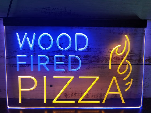 Wood Fired Pizza Two Tone Illuminated Sign