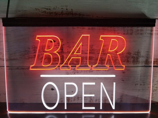 Bar Open Two Tone Illuminated LED Neon Sign
