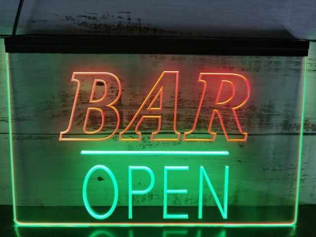 Bar Open Two Tone Illuminated LED Neon Sign